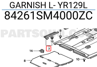 Honda 84261SM4000ZC GARNISH L- YR129L