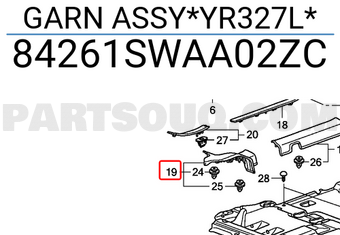Honda 84261SWAA02ZC GARN ASSY*YR327L*
