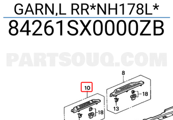 Honda 84261SX0000ZB GARN,L RR*NH178L*