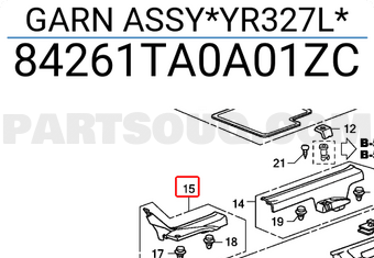 Honda 84261TA0A01ZC GARN ASSY*YR327L*