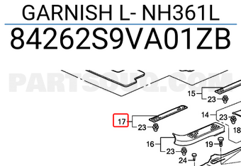 Honda 84262S9VA01ZB GARNISH L- NH361L