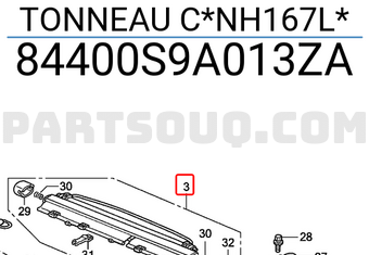 Honda 84400S9A013ZA TONNEAU C*NH167L*