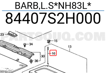 Honda 84407S2H000 BARB,L.S*NH83L*