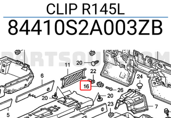 Honda 84410S2A003ZB CLIP R145L