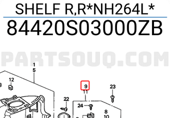 Honda 84420S03000ZB SHELF R,R*NH264L*