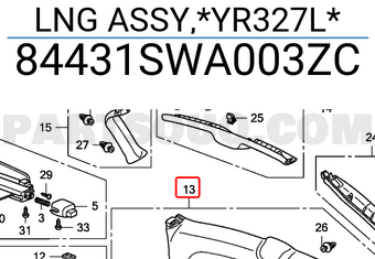 Honda 84431SWA003ZC LNG ASSY,*YR327L*