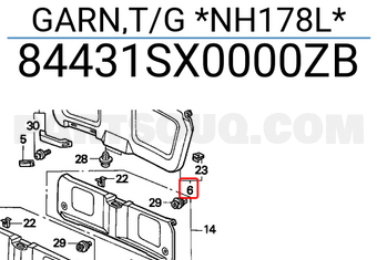 Honda 84431SX0000ZB GARN,T/G *NH178L*