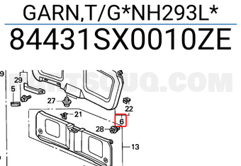 Honda 84431SX0010ZE GARN,T/G*NH293L*