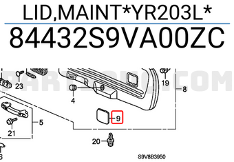 Honda 84432S9VA00ZC LID,MAINT*YR203L*