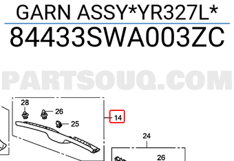 Honda 84433SWA003ZC GARN ASSY*YR327L*