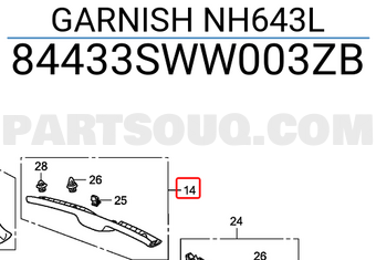 Honda 84433SWW003ZB GARNISH NH643L