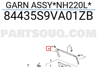 Honda 84435S9VA01ZB GARN ASSY*NH220L*