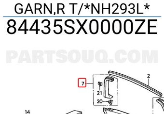 Honda 84435SX0000ZE GARN,R T/*NH293L*