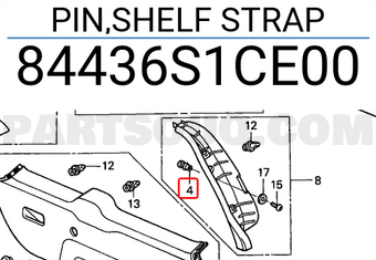 Honda 84436S1CE00 PIN,SHELF STRAP