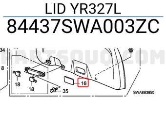 Honda 84437SWA003ZC LID YR327L