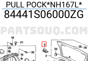 Honda 84441S06000ZG PULL POCK*NH167L*