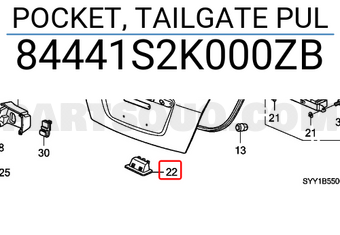 Honda 84441S2K000ZB POCKET, TAILGATE PUL