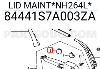 Honda 84441S7A003ZA LID MAINT*NH264L*