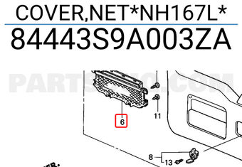 Honda 84443S9A003ZA COVER,NET*NH167L*