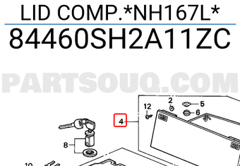 Honda 84460SH2A11ZC LID COMP.*NH167L*