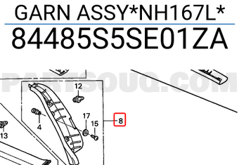 Honda 84485S5SE01ZA GARN ASSY*NH167L*