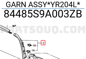 Honda 84485S9A003ZB GARN ASSY*YR204L*
