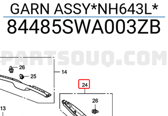 Honda 84485SWA003ZB GARN ASSY*NH643L*
