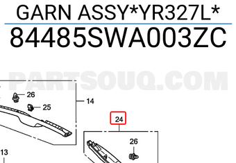 Honda 84485SWA003ZC GARN ASSY*YR327L*