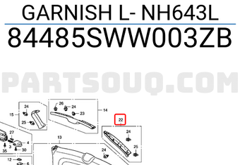 Honda 84485SWW003ZB GARNISH L- NH643L
