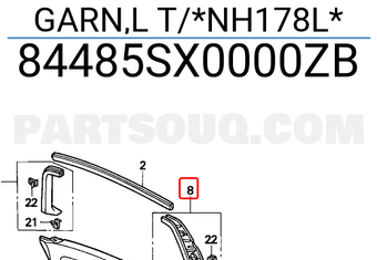 Honda 84485SX0000ZB GARN,L T/*NH178L*
