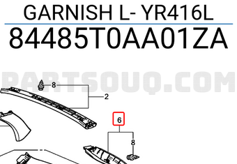 Honda 84485T0AA01ZA GARNISH L- YR416L