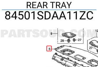Honda 84501SDAA11ZC REAR TRAY