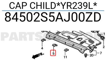 Honda 84502S5AJ00ZD CAP CHILD*YR239L*