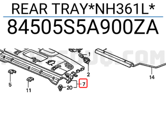 Honda 84505S5A900ZA REAR TRAY*NH361L*