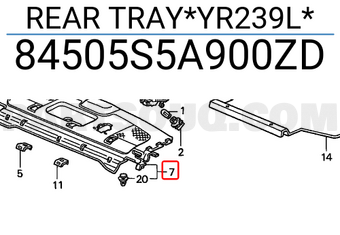 Honda 84505S5A900ZD REAR TRAY*YR239L*