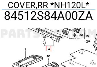 Honda 84512S84A00ZA COVER,RR *NH120L*
