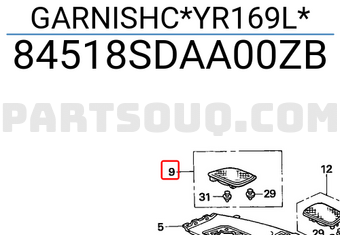 Honda 84518SDAA00ZB GARNISHC*YR169L*