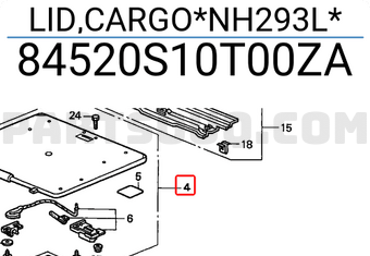 Honda 84520S10T00ZA LID,CARGO*NH293L*
