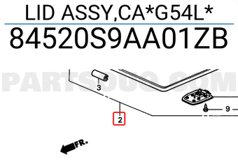 Honda 84520S9AA01ZB LID ASSY,CA*G54L*