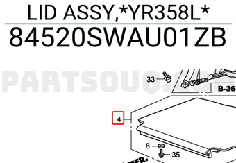 Honda 84520SWAU01ZB LID ASSY,*YR358L*