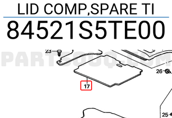 Honda 84521S5TE00 LID COMP,SPARE TI