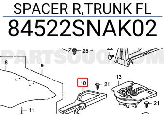 Honda 84522SNAK02 SPACER R,TRUNK FL