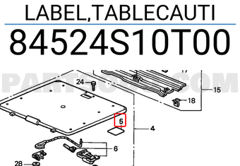 Honda 84524S10T00 LABEL,TABLECAUTI
