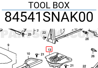 Honda 84541SNAK00 TOOL BOX