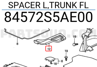 Honda 84572S5AE00 SPACER L,TRUNK FL