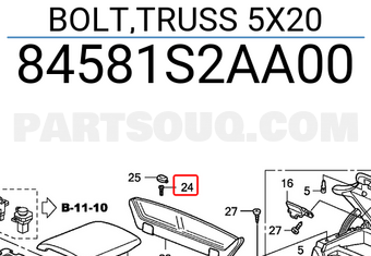 Honda 84581S2AA00 BOLT,TRUSS 5X20