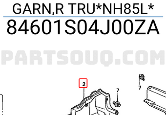 Honda 84601S04J00ZA GARN,R TRU*NH85L*