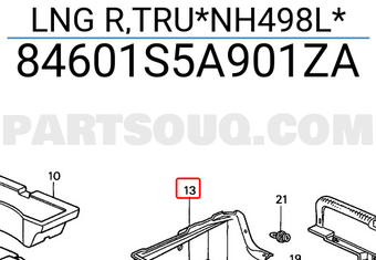 Honda 84601S5A901ZA LNG R,TRU*NH498L*
