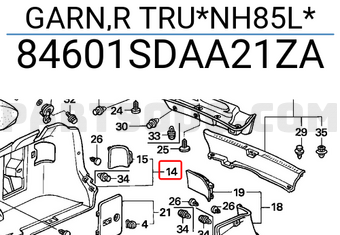 Honda 84601SDAA21ZA GARN,R TRU*NH85L*