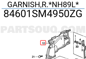 Honda 84601SM4950ZG GARNISH,R.*NH89L*
